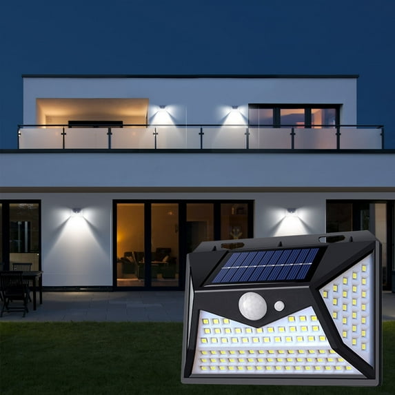 Harpi Solar Outdoor Lights, Motion Sensor Solar Powered Lights 3 Modes With 118 LED Lamp Beads, Wall Security Lights for Fence Yard Garden Patio Front Door Luces Solares Para Patio