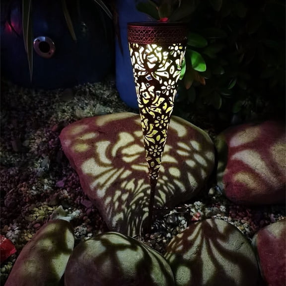 Harpi Solar Outdoor Lights Waterproof Solar Powered Courtyard Lights, Flower Shaped Hollow Out Atmosphere Lights Luces Solares Para Exteriores