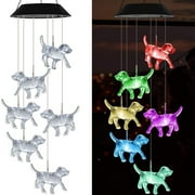 Harpi Solar Puppy Dog Wind Chimes, Color Changing Solar Wind Chimes for Outside, Waterproof Solar Powered Wind Chime Outdoor, Birthday Gifts for Mom, Grandma, Christmas Garden Decor