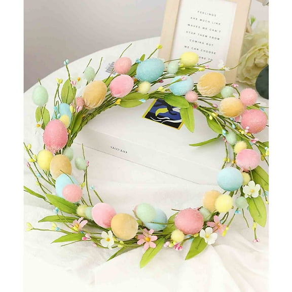 Harpi Spring Wreaths for Front Door Clearance, Greenery Summer Wreath, Easter Decorations Simulation Easter Wreath Home Party Hanging Ornaments Door Hanging
