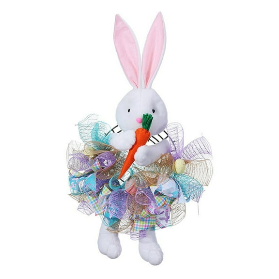 Harpi Spring Wreaths for Front Door Clearance, Greenery Summer Wreath, Easter Front Door Wreath Easter Bunny Dolls Wreath Spring Easter Decorations With Ribbon for Door Walls Home Decoration