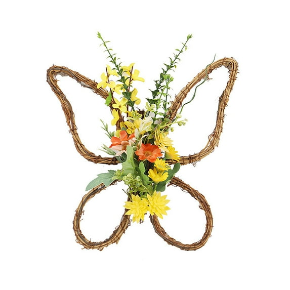 Harpi Spring Wreaths for Front Door Summer Clearance Butterfly Shaped Wreath with Floral Spring Artificial Wreaths for Indoor Outdoor Farmhouse Home Wall Window Festival Wedding Decoration