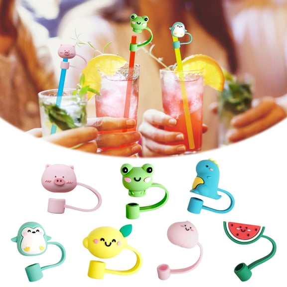 Harpi Straw Cover Cap for Cut Cup, Silicone Straw Toppers, 1PC Silicone Straw Tips Drinking Cap Proof Plugs Cover Creative Cup Accessories 6-8mm Straw Sealing Tools