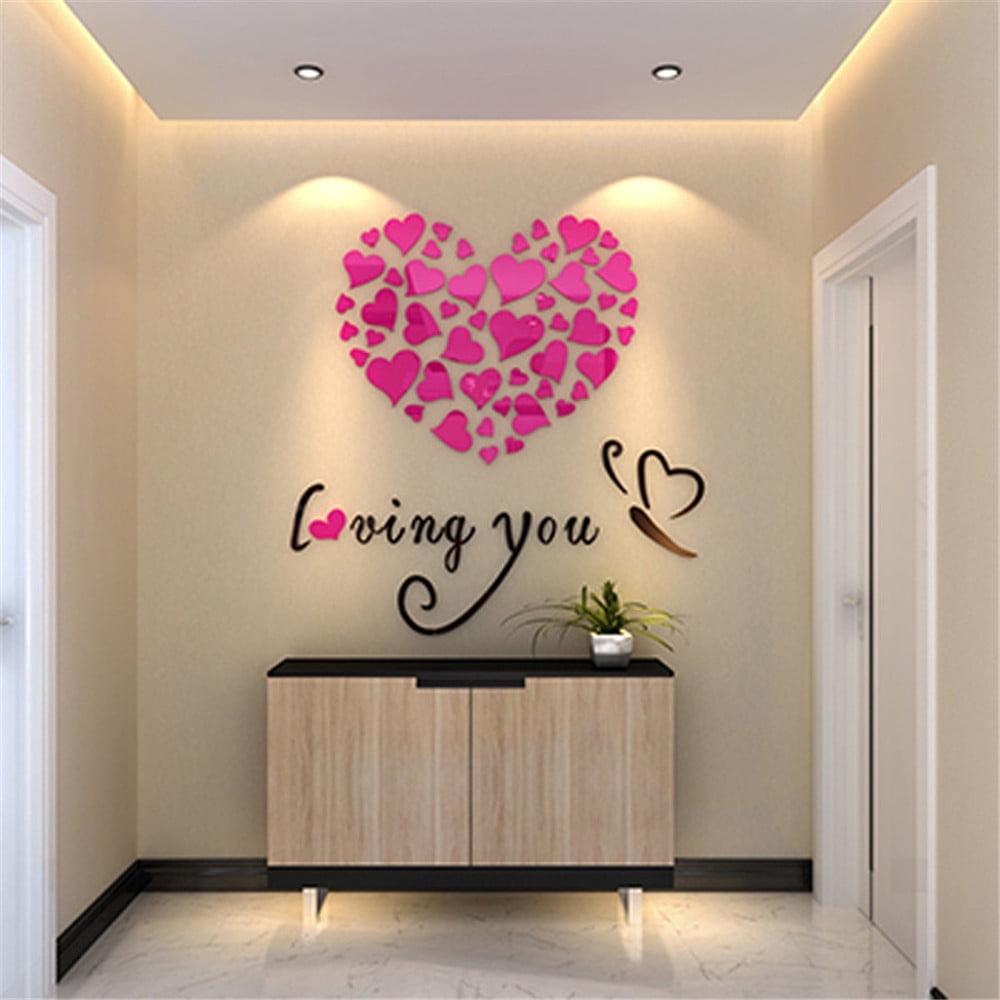 Harpi Wall Decals Clearance Hot Pink Heart DIY Removable Vinyl Decal ...