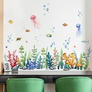 Harpi Wall Decals Clearance Seaweed Jellyfish Bubble Wall Stickers Childrens Room Background Wall Room Decoration Wall Stickers Self-adhesive Wall Stickers