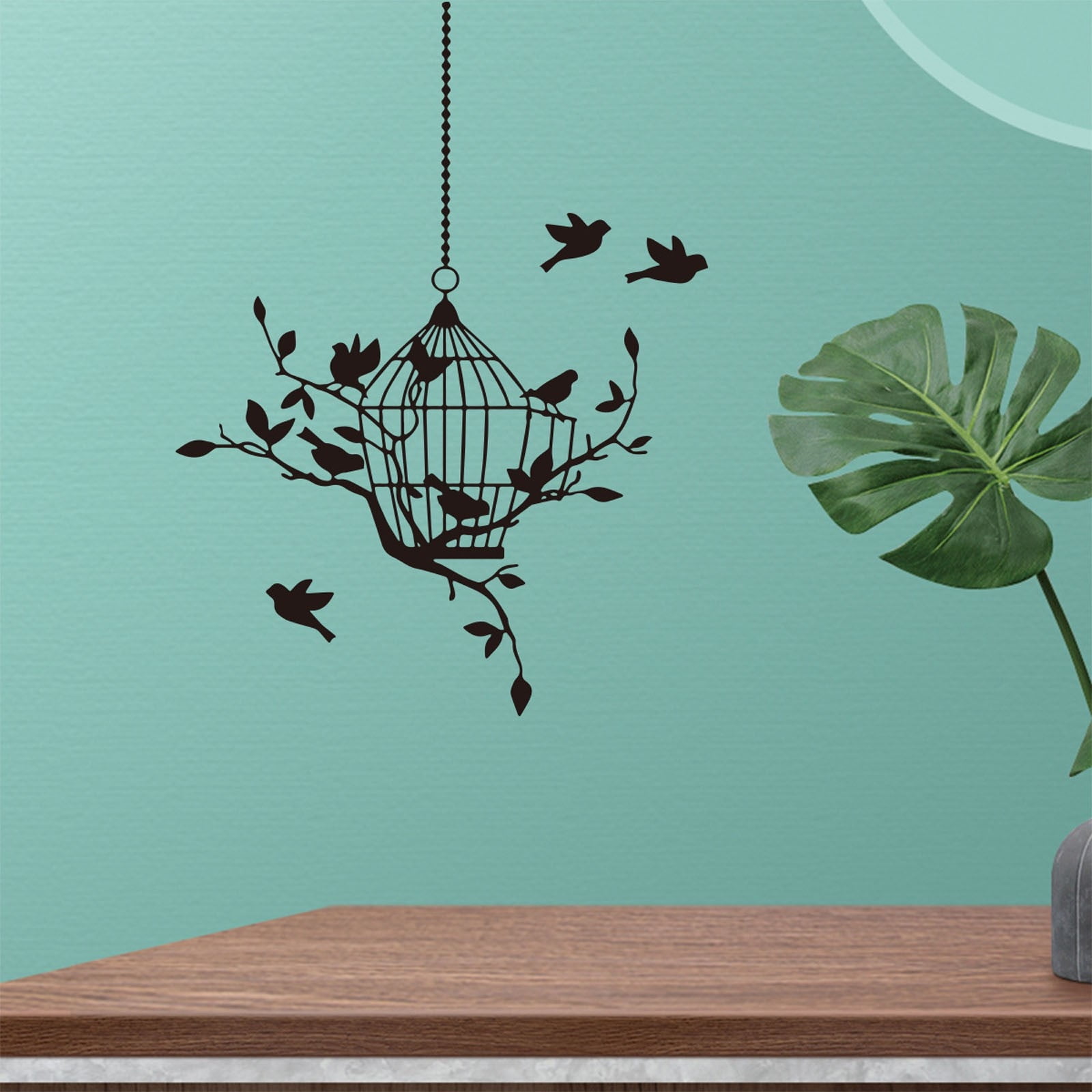 Removable Wall Decal Sticker - Tree Branch With Birds & Birdcage Nursery Decor For Bedroom, Living Room, Playroom
