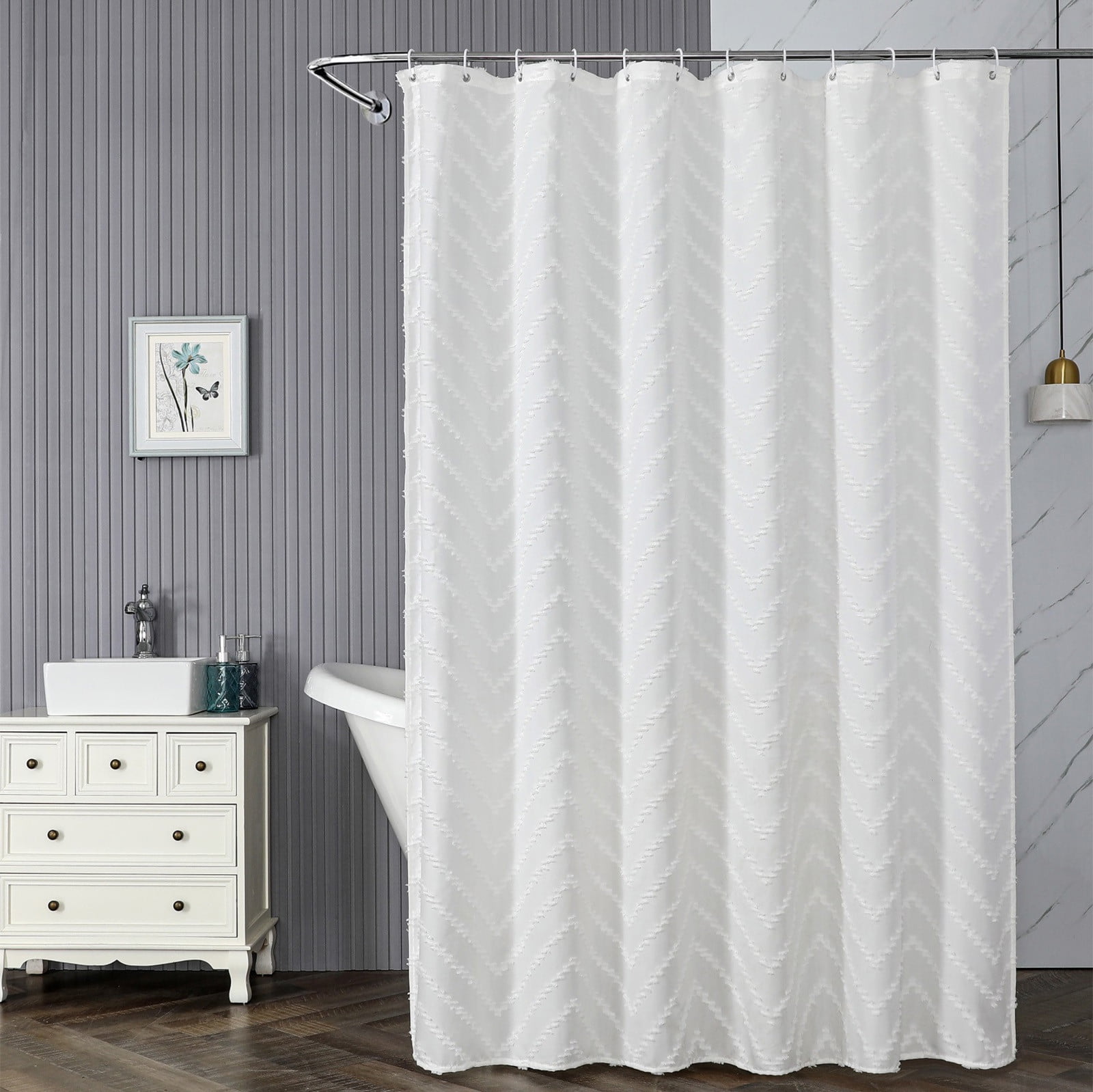 White Textured Shower Curtain