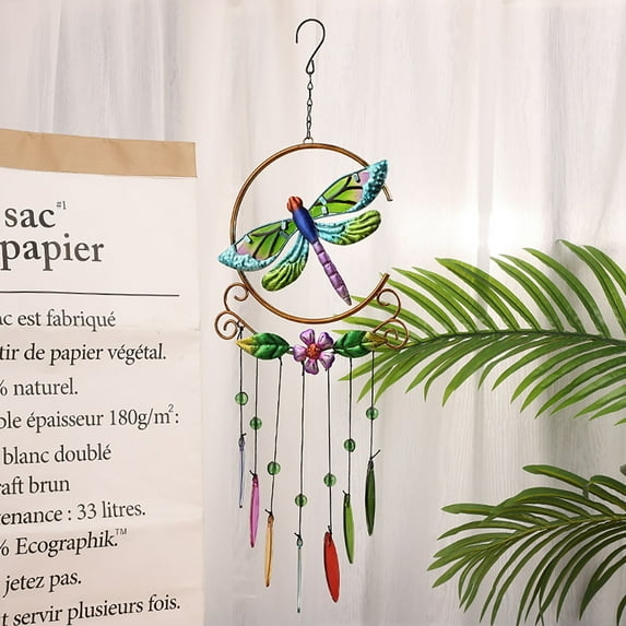 Harpi Wind Chimes for Outside Clearance, Dragonfly Dream Catcher Wind Chimes, Unique Wind Decorations with Deep Tone, Decorative Dream Catcher for Porch, Garden or Patio, Unique Gifts for Women