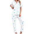 thumbnail image 1 of Harpily 2 Piece Womens Pajama Set Button Front Heart Print Short Sleeve Top Sleepwear Night Wear Outfits M, 1 of 4