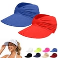 thumbnail image 1 of Harpily 2PC Unisex Visor Hat UPF 50+ Foldable Empty Top Wide Brim Open Top Ponytail Sun Blocking Hat for Outdoor Activities, 1 of 4