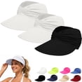 thumbnail image 1 of Harpily 3PC Unisex Visor Hat UPF 50+ Foldable Empty Top Wide Brim Open Top Ponytail Sun Blocking Hat for Outdoor Activities, 1 of 4