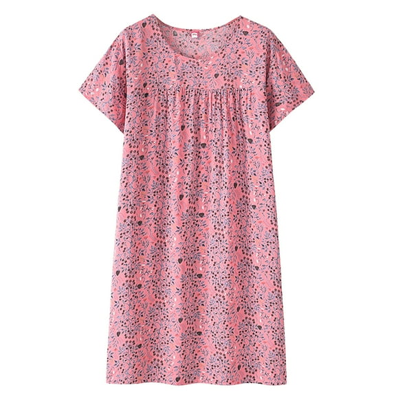 Harpily 50% Off Clear! Shirts for Women Summer Cotton Silk Short Sleeved Sleep Dress For Middle Women New Loose Fitting Home Wear Elderly Sleepwear Plus Size Dress
