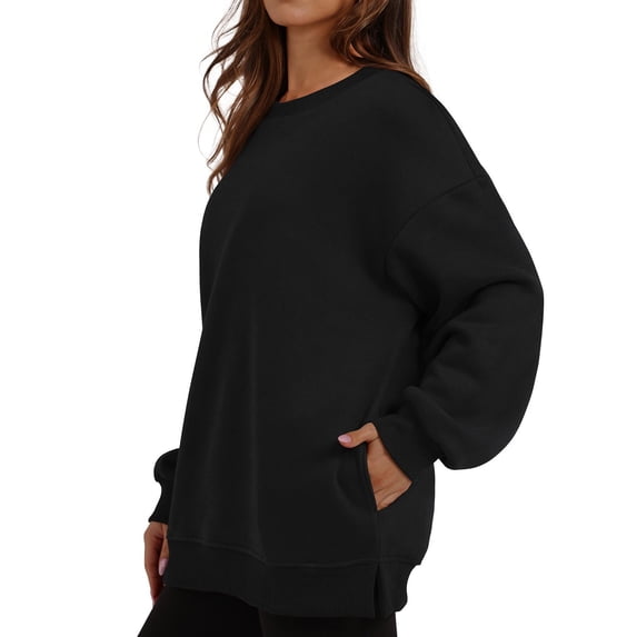 Harpily 50% Off Clear! Sweatshirts for WomenWomens Oversized Sweatshirts Crewneck Long Sleeve Tops Pullover Fall Fashion Clothes With Pocket Black XXL