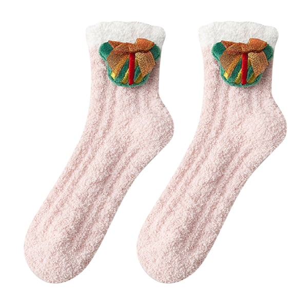 Harpily Ankle Socks for Women Winter Keep Warm Loose Comfortable Coral Velvet Socks Christmas Stockings for Colorful Holiday Gifts