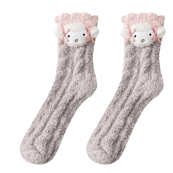 Harpily Ankle Socks for Women Winter Keep Warm Loose Comfortable Coral Velvet Socks Christmas Stockings for Colorful Holiday Gifts