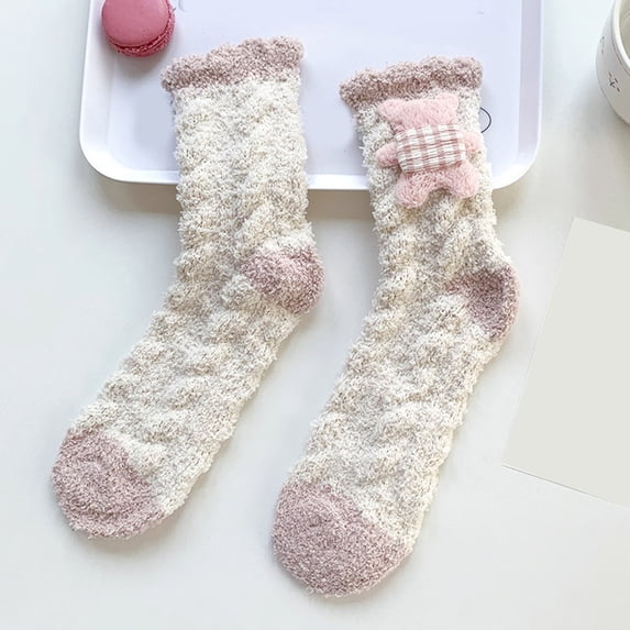Harpily Ankle Socks for Women Winter Keep Warm Loose Comfortable Coral Velvet Socks Christmas Stockings for Colorful Holiday Gifts