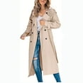 thumbnail image 1 of Harpily Anoraks Women Trench Coat Long Double Breasted Fall Fashion 2023 Classic Lapel Slim Overcoat Outerwear With Belt Khaki Brown L, 1 of 5