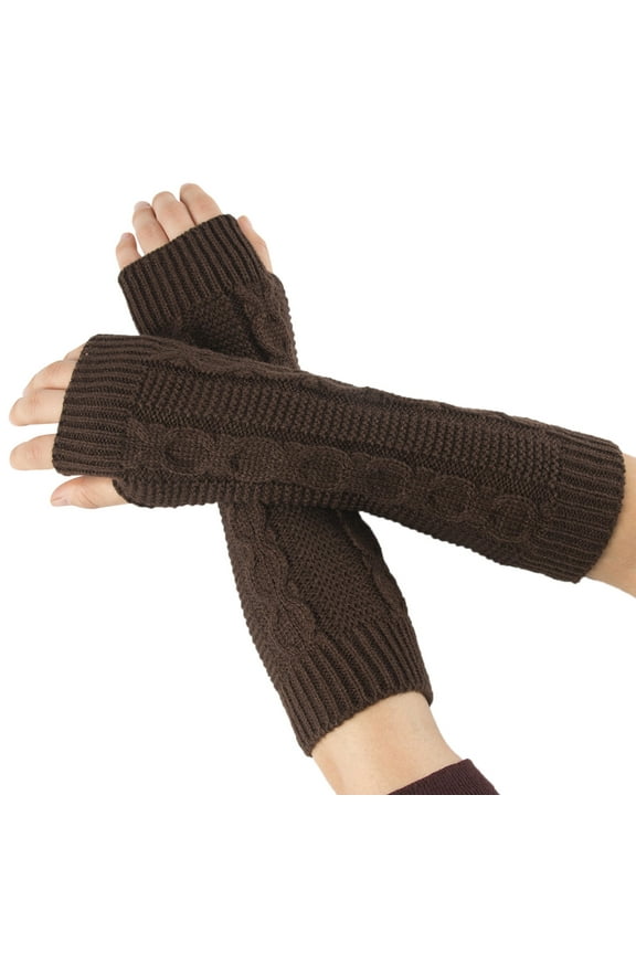 Arm Warmers, Women's Winter Long Fingerless Gloves Knit Mitten Gloves Arm Sleeves for Women with Thumb Hole