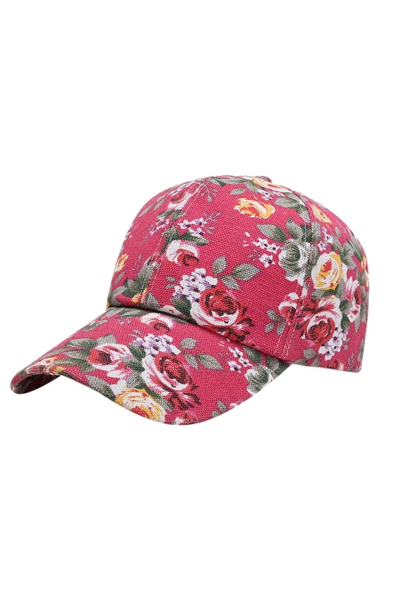 Baseball Cap Peony Printed Foldable Portable Stylish Peony Pattern Lightweight Breathable Canvas Duck Cap All Season Casual Daily