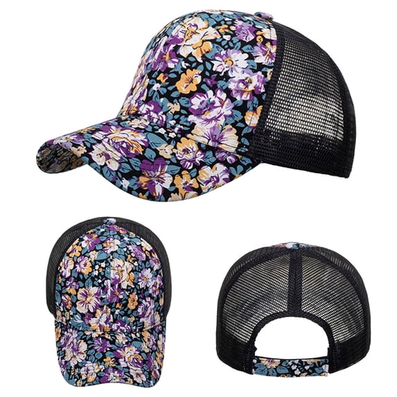 Harpily Baseball Cap Unisex Adjustable Unisex Floral Embroidery Lightweight Comfortable Breathable Mesh Retro Washed Cotton flower Embroidered All-Season Casual Outdoor Sun Cap