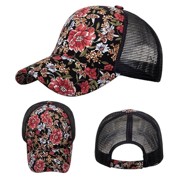 Harpily Baseball Cap Unisex Adjustable Unisex Floral Embroidery Lightweight Comfortable Breathable Mesh Retro Washed Cotton flower Embroidered All-Season Casual Outdoor Sun Cap