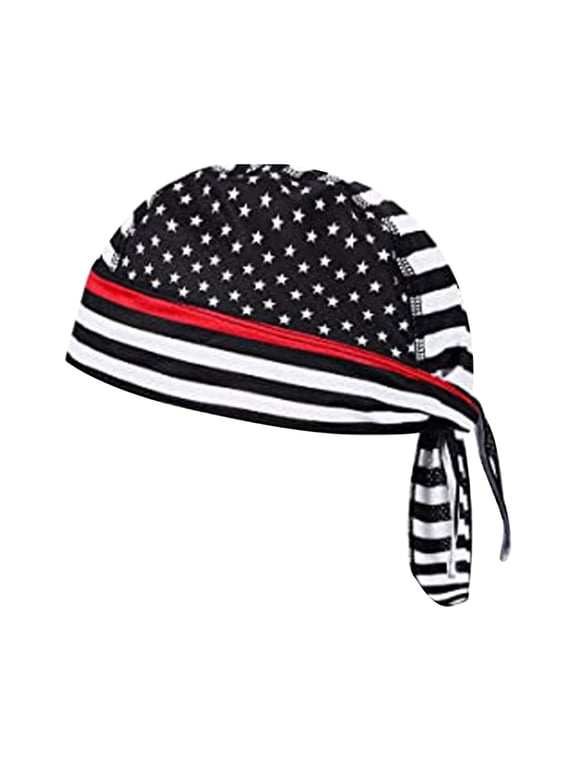 Beanie Hats for Men Unisex Star Print Breathable Lightweight Lined Skull Cap Quick Dry Elastic Pirate Head Wrap Red
