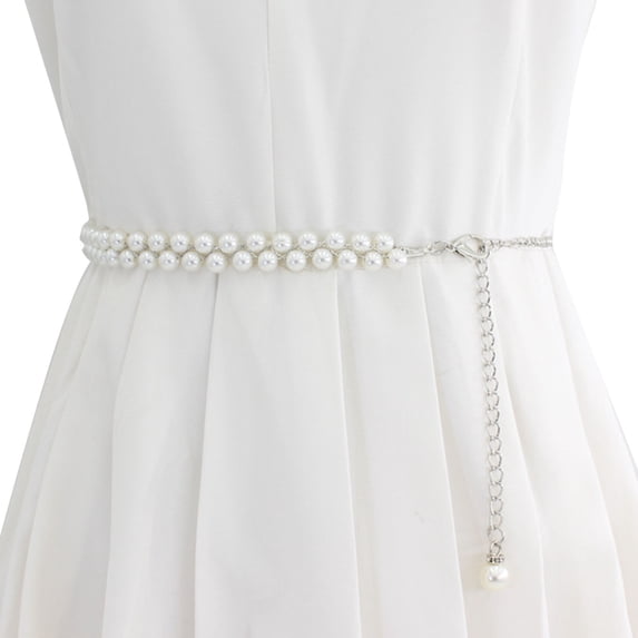 Belt Women Harpily Adjustment Pearl Sweet Chain Elegant Style Decorative Waistband for Dresses Daily Party Wear