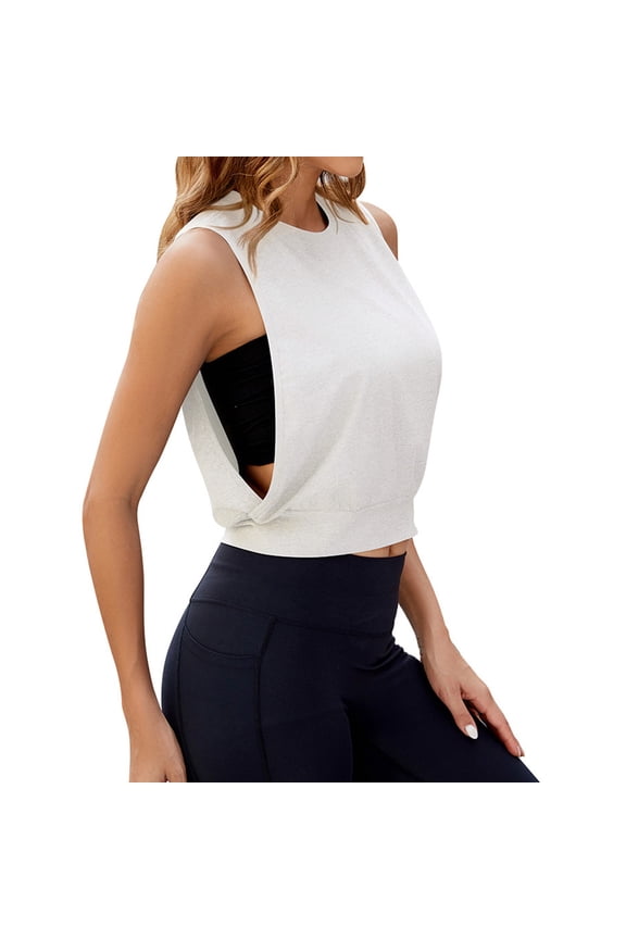 Camisole Tops for Women Solid Open Side Sleeveless Lightweight Poly Spandex Tank Tops for Running Gym Hiking