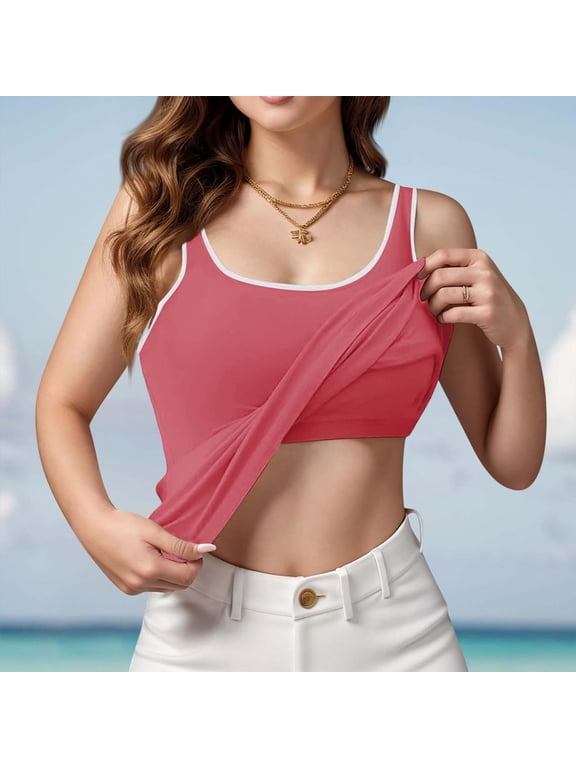 Camisole Tops for Women V Neck Built in Bra Cable Knit Spaghetti Strap Multi Size White Black Tank Top Daily Wear