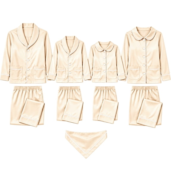 Harpily Christmas Family Pajamas Matching Sets Long Sleeve Button Down Shirts Soft Satin Sleepwear for Family Holiday Nightwear
