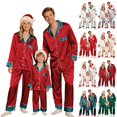 thumbnail image 1 of Harpily Christmas Family Pajamas Matching Sets Satin Polyester Sleepwear Long Sleeve Button Down Shirts Holiday Indoor Blouse, 1 of 7