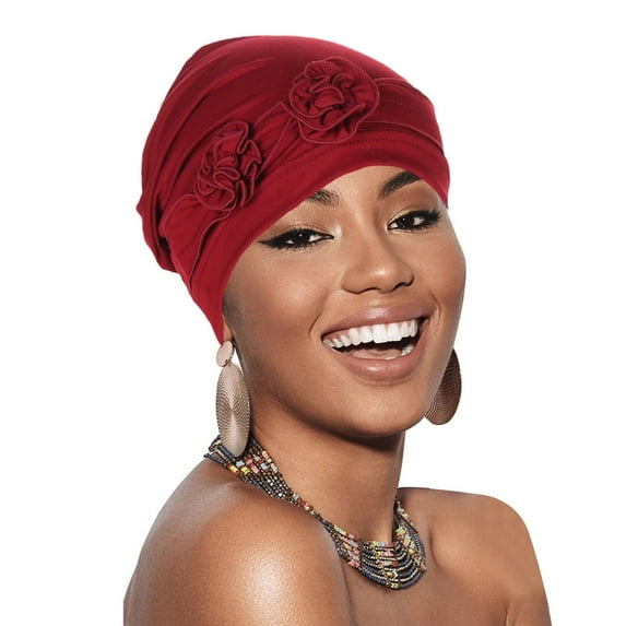Harpily Clearance Fascinators Hat Flower Head Hat Cap Ethnic Bohemian Floral Hair Cover Wrap Turban Turban Cap Pleated Hat Headwear for Young Womens and Women