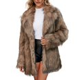 thumbnail image 1 of Harpily Clearance Print Faux Pelt Coat For Women Mid Length Hooded Cardigan Open Front Outerwear Winter Warm Coats, 1 of 9