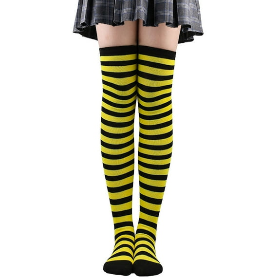 Harpily Clearance Womens Over Knee High Socks Women Striped Thigh Stockings For Halloween Cosplay Leg Warmer