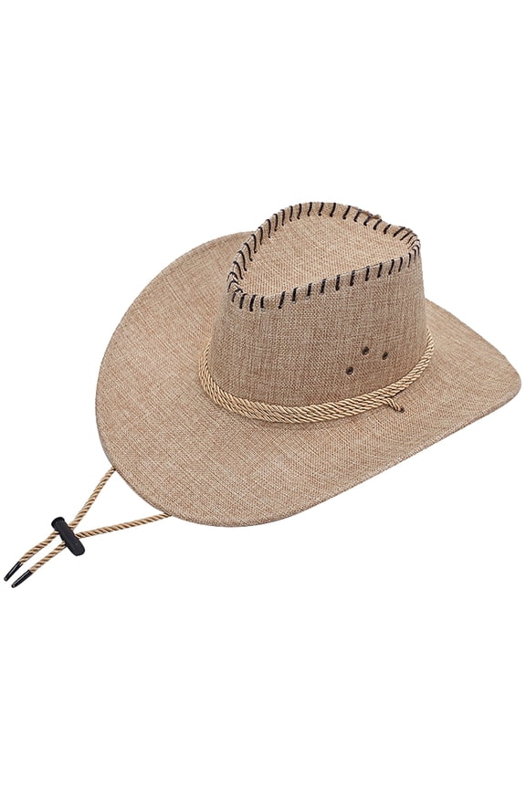 Cowboy Hat Unisex Retro Wide Brim Sun Shade Hat with Leather Metal Decor Vintage American Style Braided Design Casual Party Outdoor Creased Crown Upturned Brim Fashion Headwear