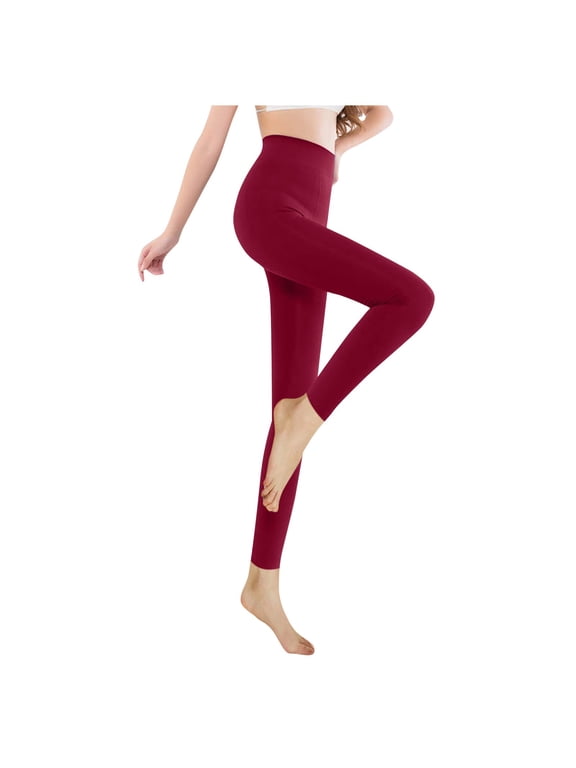 Clothing 2025, Leggings for Women Womens Warm Thickened Silken Mist Solid Color Lined Thermal Pantyhose Leggings Pants Wine S