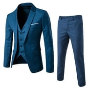 Harpily Dress Shirts Men’s Suit Slim 3 Piece Suit Business Wedding Party Jacket Vest & Pants Coat BU2 L