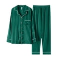 thumbnail image 1 of Harpily Family Christmas Pajama Sets Satin Polyester Long Sleeve Button Down Shirts Chest Pocket Sleepwear for Holiday Outfits, 1 of 5