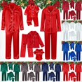 thumbnail image 1 of Harpily Family Christmas Pajama Sets Satin Polyester Long Sleeve Button Down Shirts Chest Pocket Sleepwear for Holiday Outfits, 1 of 6