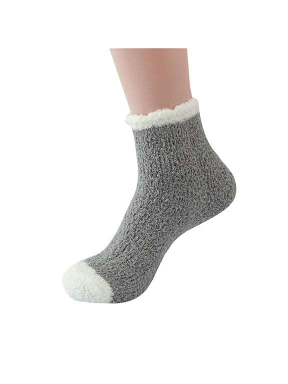 Fuzzy Socks for Women Ruffle Cuff Cozy Socks Thickened Winter Soft Crew Socks Suitable for Indoor Wear