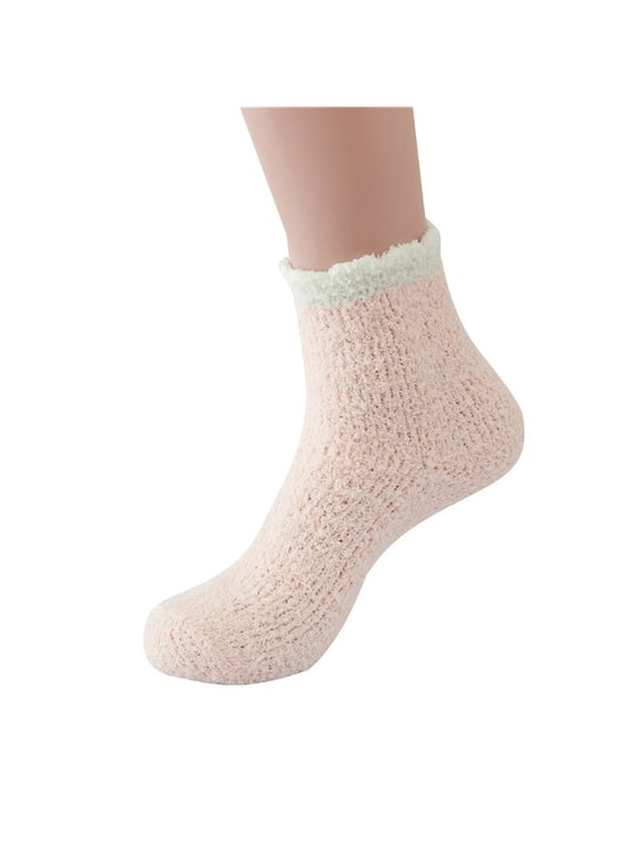 Fuzzy Socks for Women Ruffle Cuff Cozy Socks Thickened Winter Soft Crew Socks Suitable for Indoor Wear
