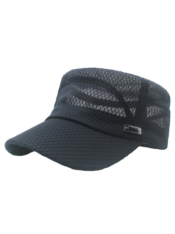 Hats for Men Summer Breathable Adjustable Mesh Flat Top Baseball Cap Quick Dry Lightweight Outdoor Sunshade Hat