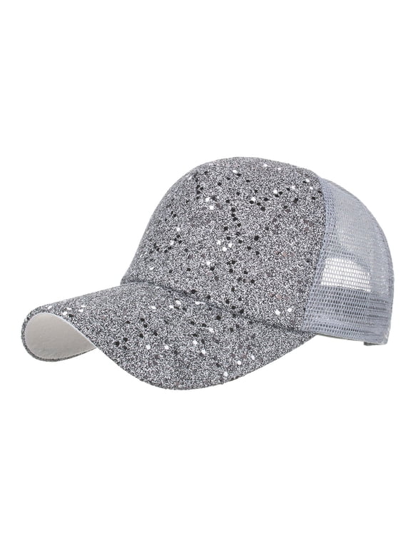 Hats for Men Sunshade Baseball Cap Summer Breathable Adjustable Mesh Back Trucker Hat Quick Dry Lightweight Outdoor Silver
