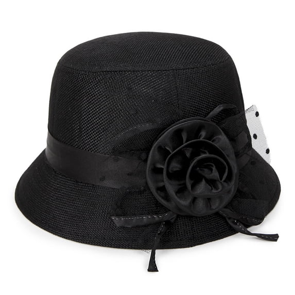 Harpily Hats for Women Vintage Flowers Bucket Cloche Bowler Hat Sunshade Fascinator Fedoras Derby Hats Elegant Round Top Bucket Hat