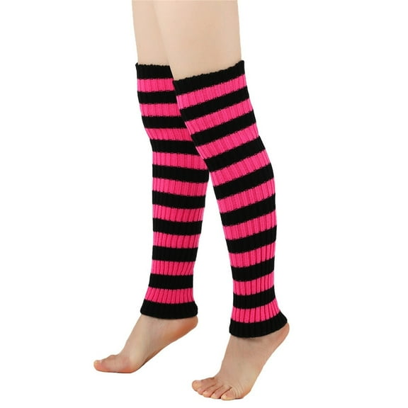 Harpily High Thigh Leg Warmers for Women Men's Women's Winter Striped Pattern Knitted Yarn Warm Boot Leg Guards Foot Pile Socks Warm Thermal Socks,