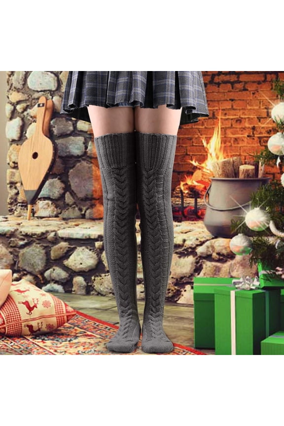 Knee High Socks Solid Color Thick Coil Terry Knit Thermal Winter Warm Socks for Indoor and Outdoor Multi-Scene Use