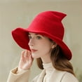 thumbnail image 1 of Harpily Knitted Witch Hat For Women Halloween Theme Loose Fit Irregular Wide Brim Decorative Head Accessory, 1 of 3