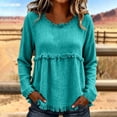thumbnail image 1 of Harpily Long Sleeve Shirts for Women Crew Neck Loose Fit Tops with Tassel Fringe Womens Blouses for Daily Leisure Vacation Outfits, 1 of 3