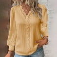 thumbnail image 1 of Harpily Long Sleeve Shirts for Women V Neck with Eyelet Lace Trim Decoration Blouses for Women Casual Fall Outfits, 1 of 4