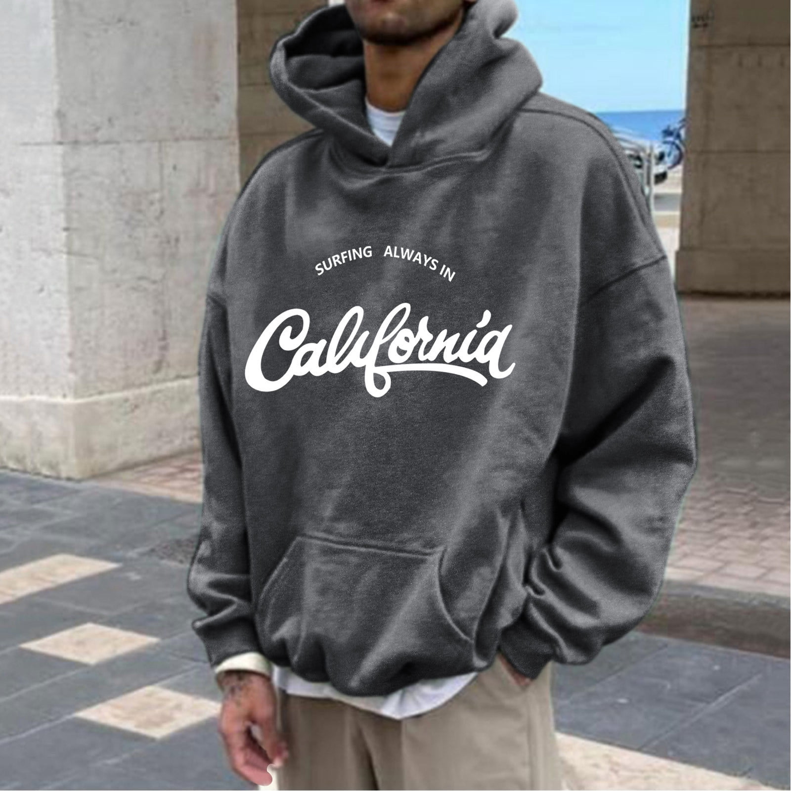 Harpily Men Hoodies Autumn And Winter Loose Plus Size Hooded Pullover ...
